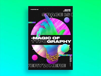 magic of typography Poster 3d 61dayposter ae c4d challenge design everyday gradient graphic design hand poster poster06 typography