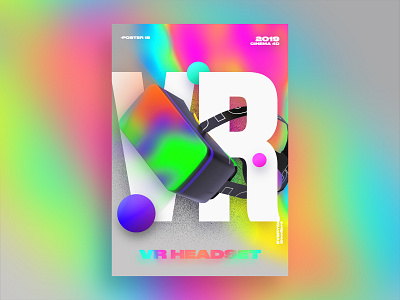 VR Headset holography poster 3d 61dayposter abstract ae aftereffects branding c4d challenge colorful design everyday gradient graphic design holography poster redshift typography ui vr vr headset