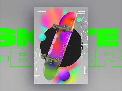 Skate board holo poster 3d 61dayposter ae aftereffects branding c4d challenge colorful design everyday gradient graphic design holography icon logo poster skateboard typography ui ux