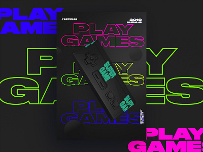 play Games Black Poster 3d 61dayposter abstract ae aftereffects black branding c4d challenge colorful design everyday game gradient graphic design holography poster redshift typography ui