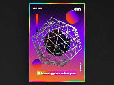 hexagon shape poster 3d 61dayposter abstract app black branding c4d challenge colorful design everyday gradient graphic design holography nice poster typeface typography ui web