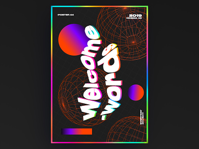 welcome words poster 3d 61dayposter abstract ae aftereffects app branding c4d challenge colorful design everyday gradient graphic design holography nice poster typography ui web