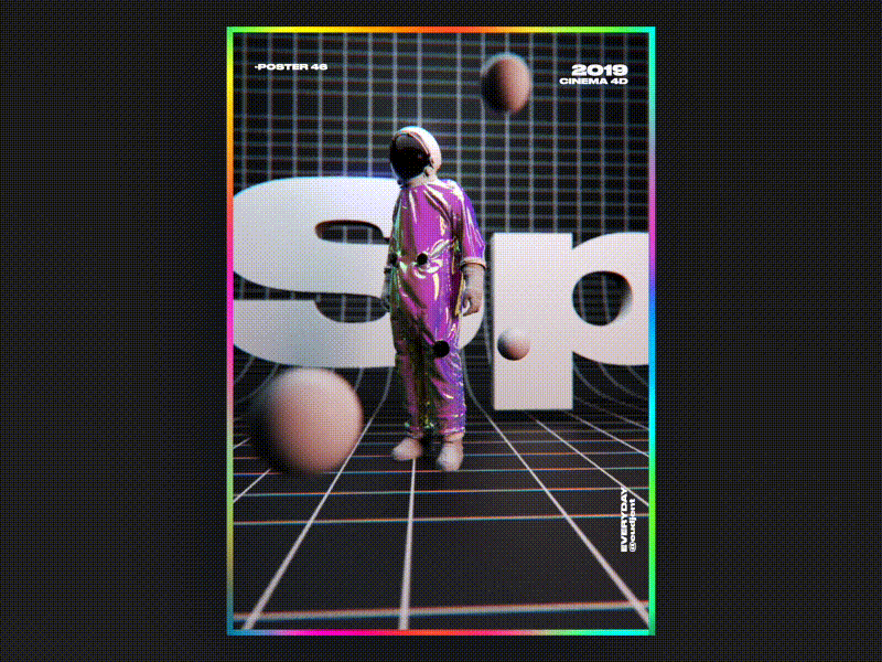 Holographic ASTRONAUT / Animated Poster 3d abstract app astronaut c4d challenge colorful design everyday gradient graphic design holographic holography nice poster stylish typface typography ui web