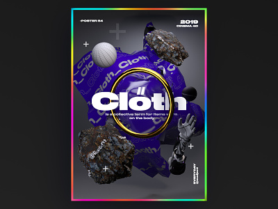 Blue cloth and rock poster 3d abstract app branding c4d challenge cloth design everyday graphic design graphicdesign nice poster rock typography ui