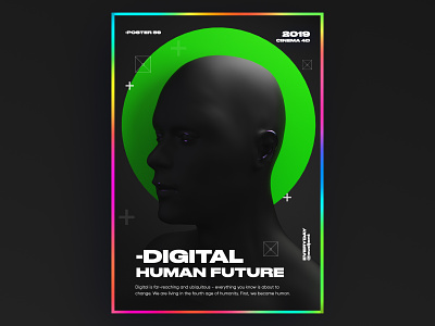 digital human future poster 3d 61dayposter abstract aftereffects branding c4d challenge design digital everyday future gradient graphic design human nice poster redshift typography ui web