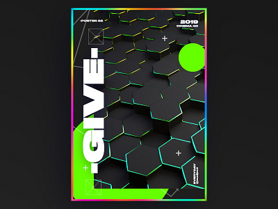 Give poster 3d 61dayposter abstract ae branding c4d challenge colorful design everyday free giveaway gradient graphic design holography invite nice poster typography ui