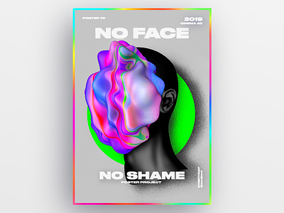 No Face No Shame Poster 3d abstract c4d challenge design everyday graphic design poster typography ui