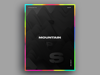 Mountain space Poster 3d branding c4d challenge design everyday gradient graphic design poster typography