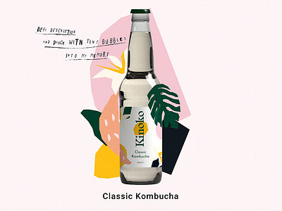 Kinoko Kombucia bottle bottle label branding colours design drinks flavours illustration kombucha nature the vector website