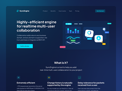 Sync Engine Landing Page dark design engine gradient landing page ui ux web design webdesign website