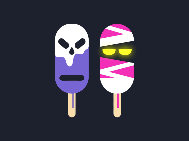 Ice Scream animation branding design flat food illustration joke night scarymovie scull vector