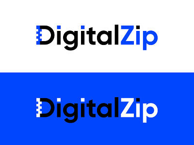 DigitalZip blue branding concept digital document identity logo mark vector zip zipdocument zipper