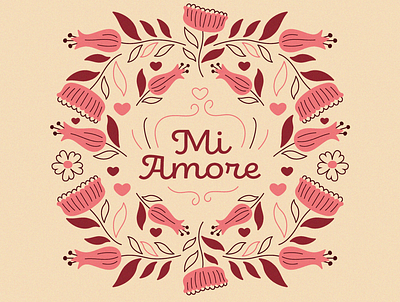 My Love adobe illustrator drawing floral flower grain granny chic graphic design heart illustration illustration design love mi amore my love ornate texture valentine valentines day vday vector