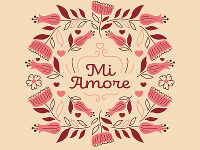 My Love adobe illustrator drawing floral flower grain granny chic graphic design heart illustration illustration design love mi amore my love ornate texture valentine valentines day vday vector