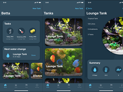 iOS Aquarium Management Mockup app app design aquarium design ios mockup sketch sketchapp swiftui