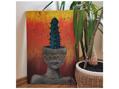 no title cactus drawing canvaspainting