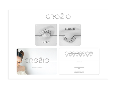 logo, gift card and open/closed table for beauty salon design art gift card openclosed table design