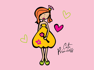 Cute Princess Illustration design flat icon illustration vector