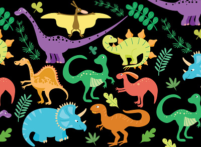 The Animals of Dinosaur design flat illustration vector