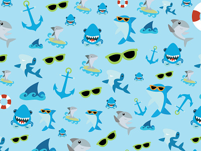 The Shark Backdrop background design flat icon illustration vector wallpaper