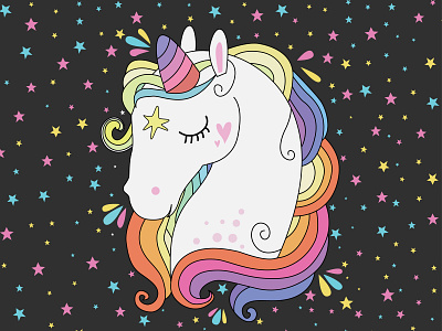 The Head of Unicorn background design flat icon illustration logo vector wallpaper