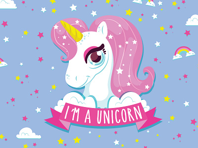 I'm Unicorn background design flat illustration vector wallpaper