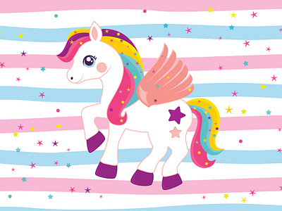 Unicorn Line background design flat illustration vector wallpaper