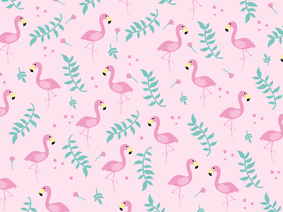 Flamingo Wallpaper background design flat illustration leaves pattern vector wallpaper