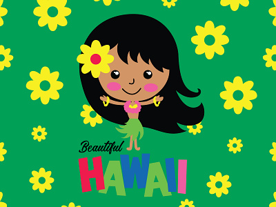 The Beautiful Girl of Hawaii background design flat illustration vector wallpaper