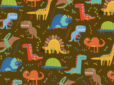 Cute Dino Wallpaper background design flat illustration vector wallpaper