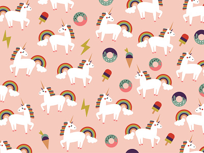 Unicorn pattern wallpaper background design flat icon illustration pattern vector wallpaper