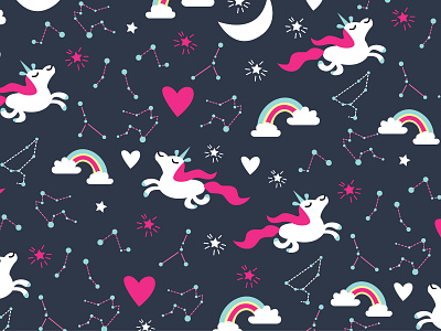 Astrological unicorn patterns astrology background design flat illustration patterns vector wallpaper