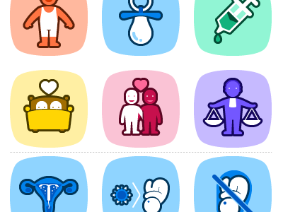 Icons for a website about sexuality in all it's aspects