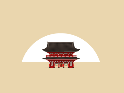 Sensoji temple building illustration japan map temple