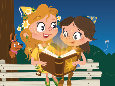 Reading fairytales book children illustration story
