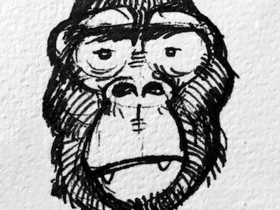 Long time no monkey gorilla selfie sketch