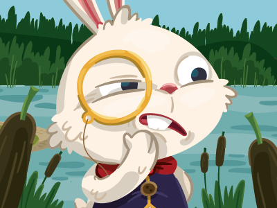Suspicious bunny bunny character design childrens book