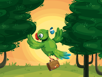 The escape children book escape forest illustration parakeet sun