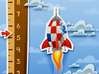 Rocket ruler app game illustration interface design iphone kids