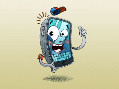 mobile character character design illustration mobile phone