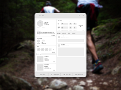 Fitness Social Network Wireframe