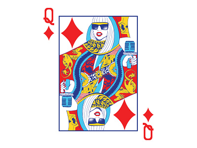 Q of Glam editorial illustration illustration lady gaga mtv music music player poker card poker queen pop star queen of hearts singer t shirt design t shirt illustration