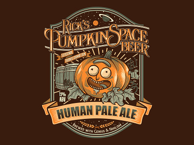 Pumpkin HPA beer art beer label digital illustration halloween illustration pumpkin rick and morty rickandmorty seasonal t shirt design t shirt illustration