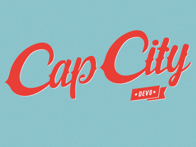 Cap City Devo austin logo mtb script typography