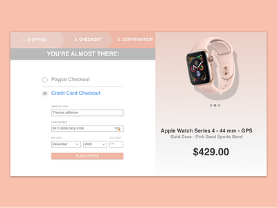 Credit Card Checkout - Daily UI (Day 2) adobe xd apple apple devices apple watch credit card checkout daily ui daily ui 002 design flat icon payment photoshop ui ux