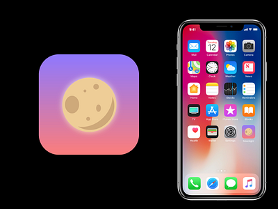 Moonlight App Icon Concept - Daily UI (Day 5) adobe xd app app icon apple apple devices daily ui 005 design flat illustator iphone xs photoshop ui ux