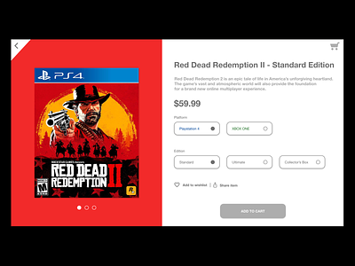 E-Commerce Shop (Single Item) - Daily UI (Day 12) adobe xd design e commerce shop flat photoshop red dead redemption 2 sale item ui ux