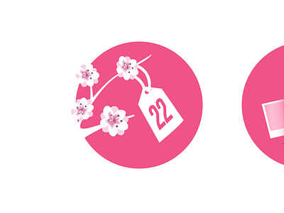 Cherry three cherry flower icon pink