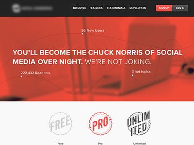 Social Index Mockup bright chuck norris mockup packages red social white