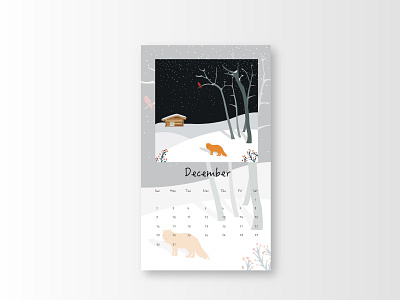 Calendar design for December graphic design illuatration